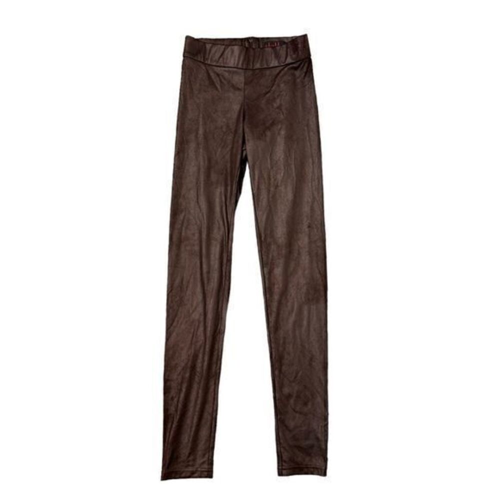 Nha Khanh Womens Brown Shiny Micro Suede Microfiber Skinny Pants Leggings Sz 0